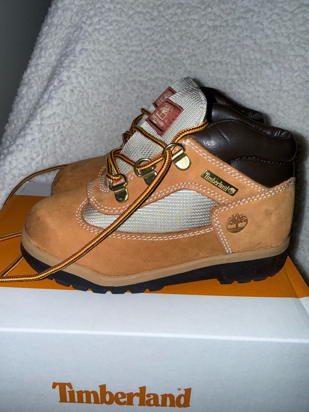 Timberland Kids' Wheat/Tan Brown Lace-Up Hiking Boots, Size 11C
